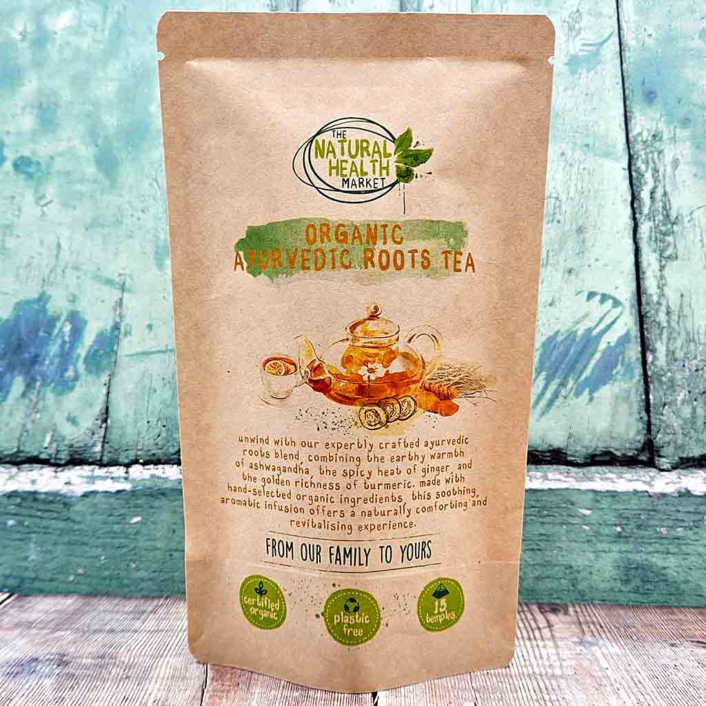 Organic Ayurvedic Roots Tea Bags By The Natural Health Market - 15 Tea Bag Pack.