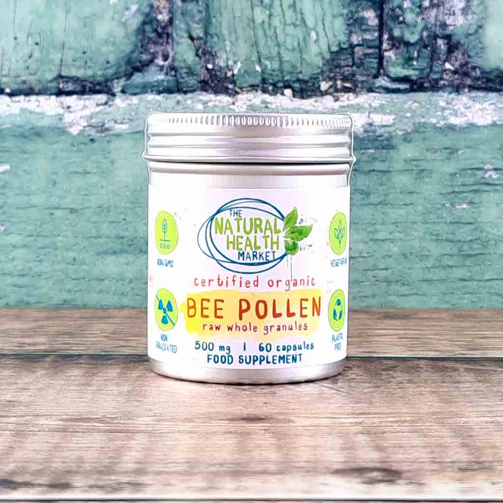 Organic Bee Pollen Capsules 500mg - Spanish Origin 60-Capsules-Tin - The Natural Health Market
