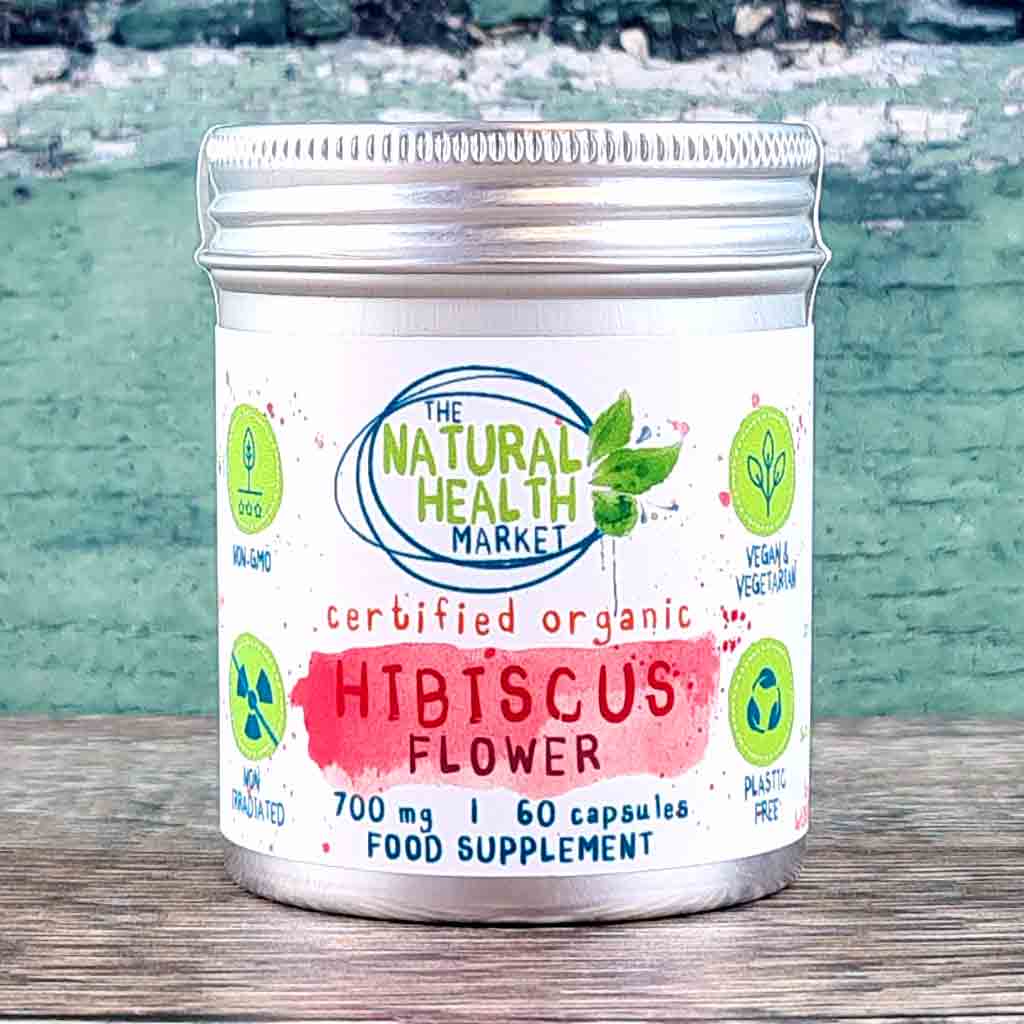 Organic Hibiscus Flower Capsule 60 Capsule Tin by The Natural Health Market