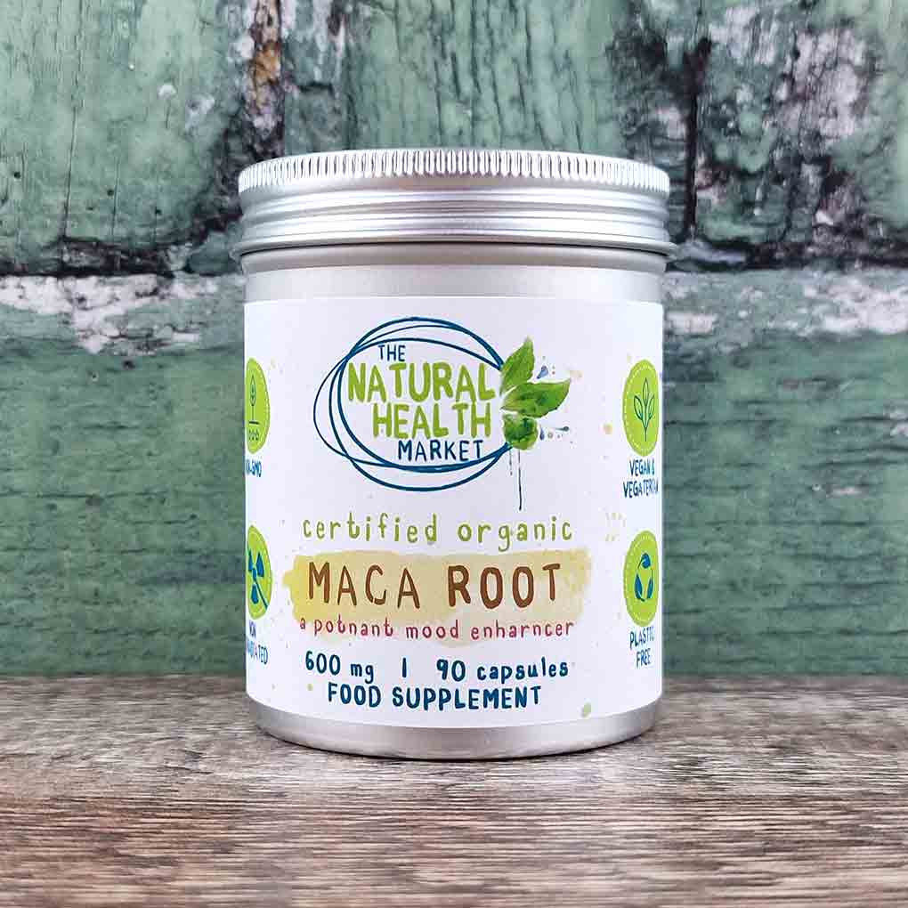 Organic Maca Capsules 600mg 90-Capsules-Tin - The Natural Health Market