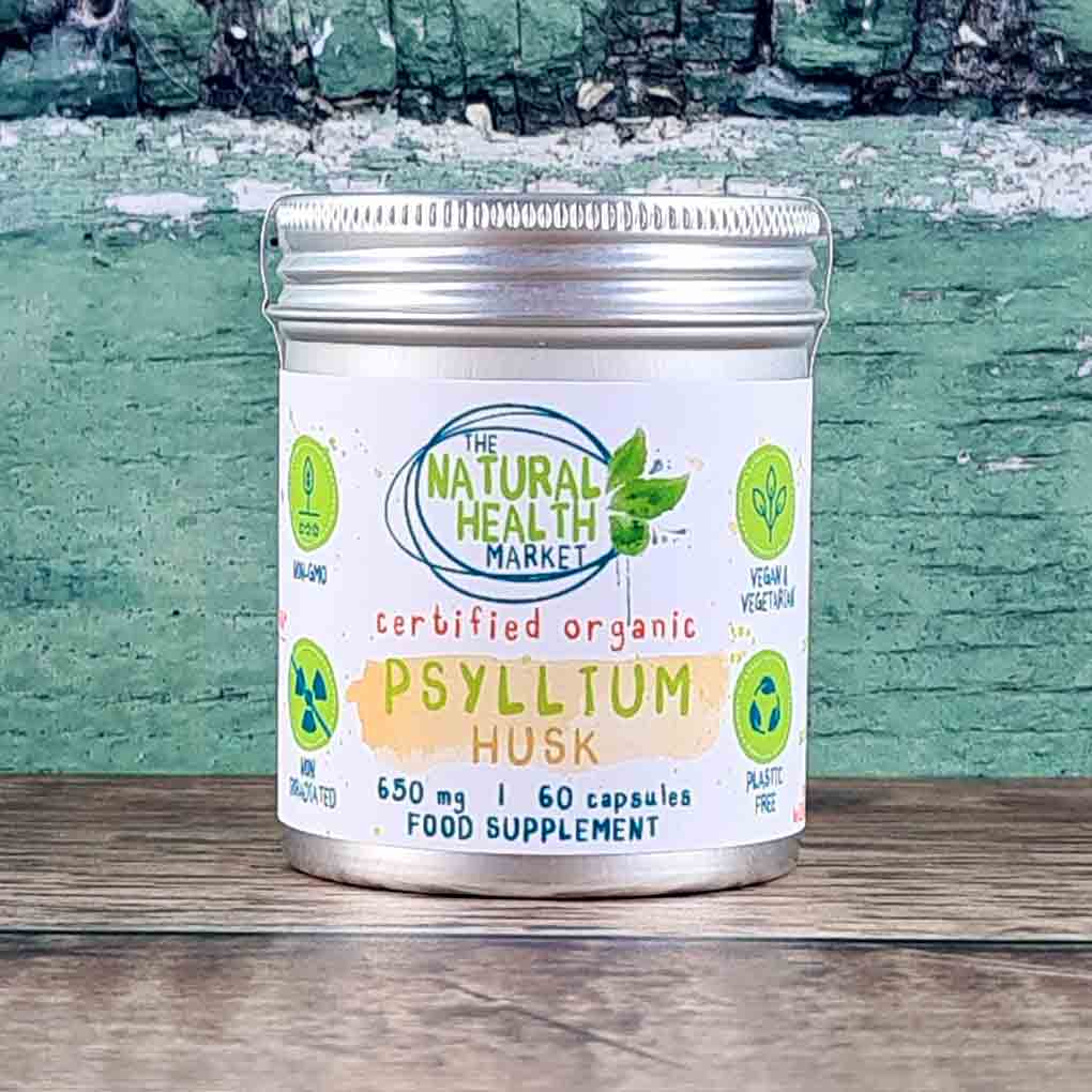 Organic Psyllium Husk Capsules 60 Capsule Tin By The Natural health Market