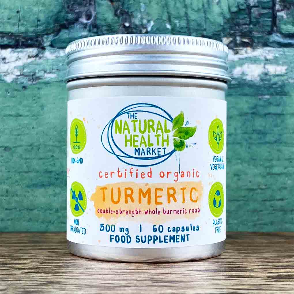 Organic Turmeric Capsules 500mg 60-Capsules-Tin - The Natural Health Market