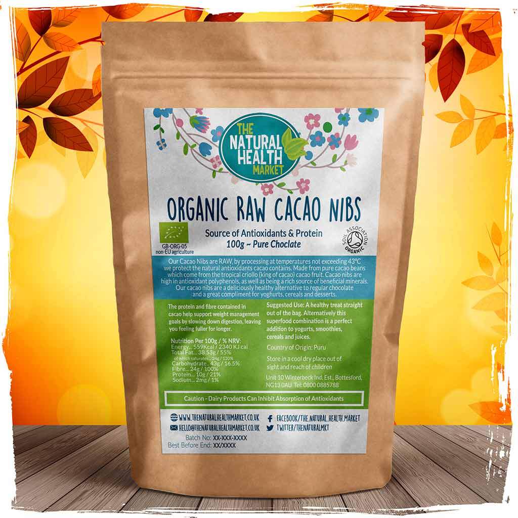 Organic RAW Cacao Nibs 100g By The Natural Health Market